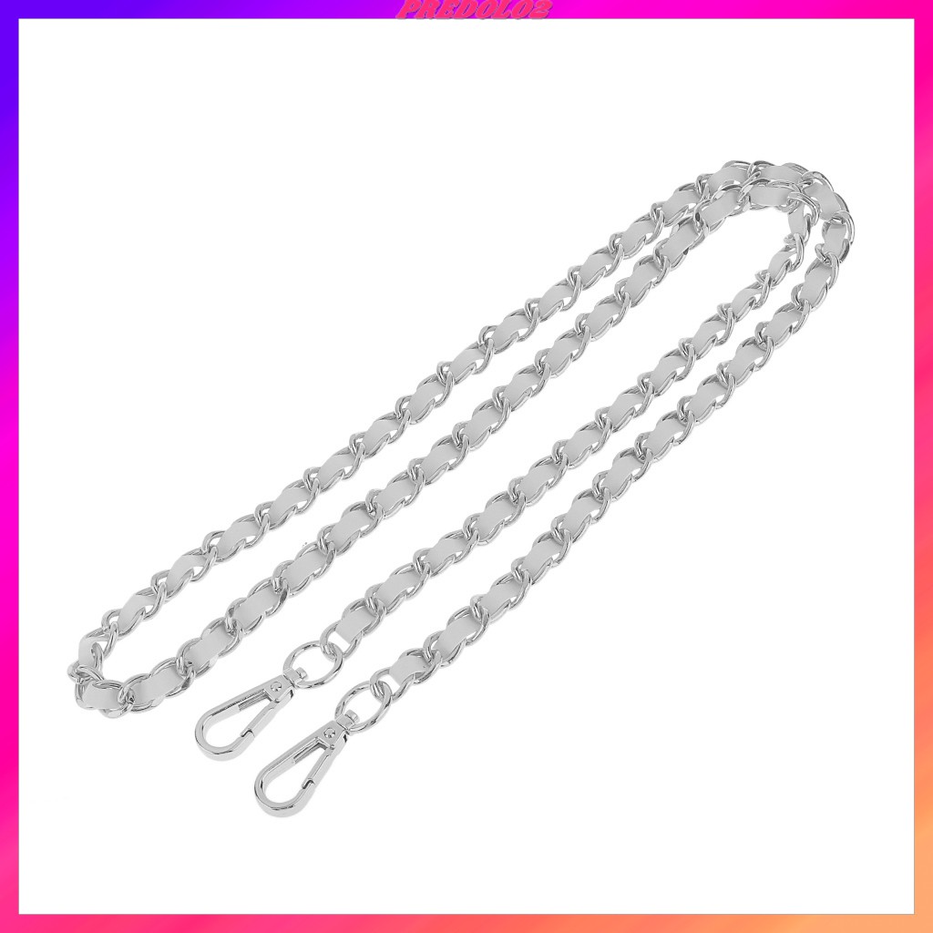 [Predolo2] Dây Xích Đeo Túi Xách Bằng Da Kim Loại Màu Xám + Đen