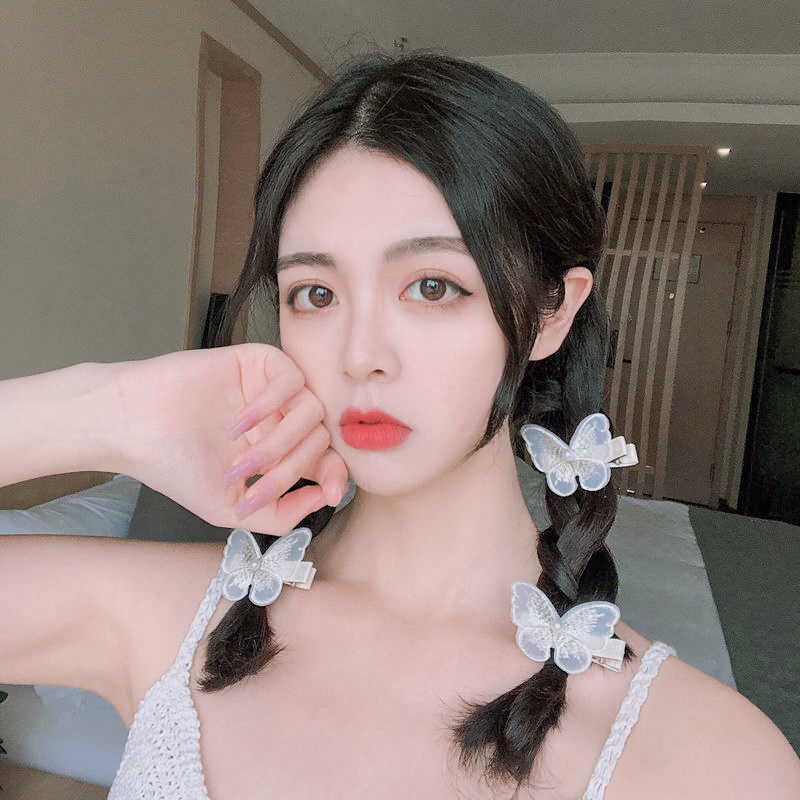 BUTTERFLY 1 Kẹp Tóc Hình Bướm Đính Ngọc Trai Nhân Tạo Thời Trang Cho Nữ