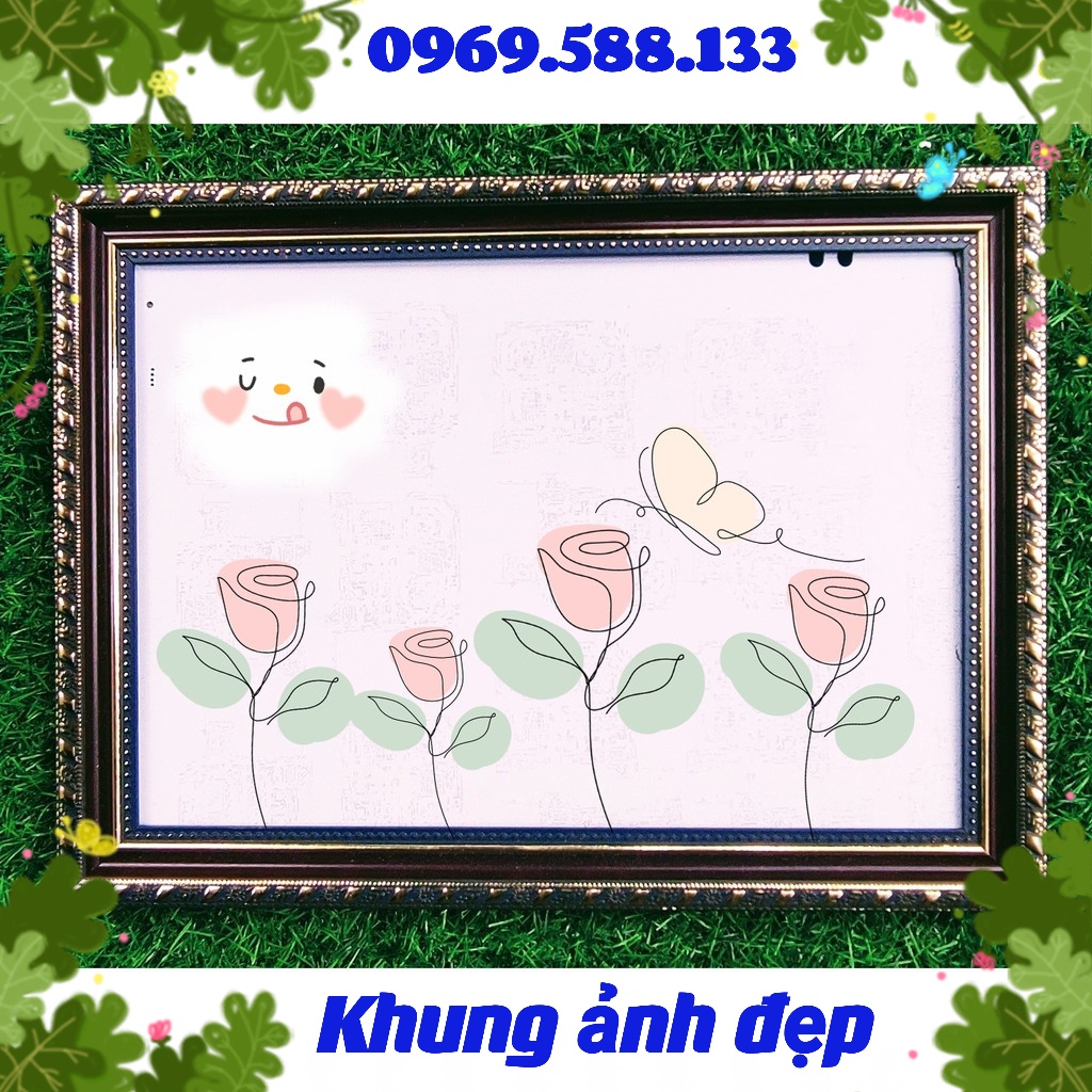 {mặt khung bằng mica}-Khung A4 loại khung viền trang trí để bằng khen, ảnh sinh nhật, ...