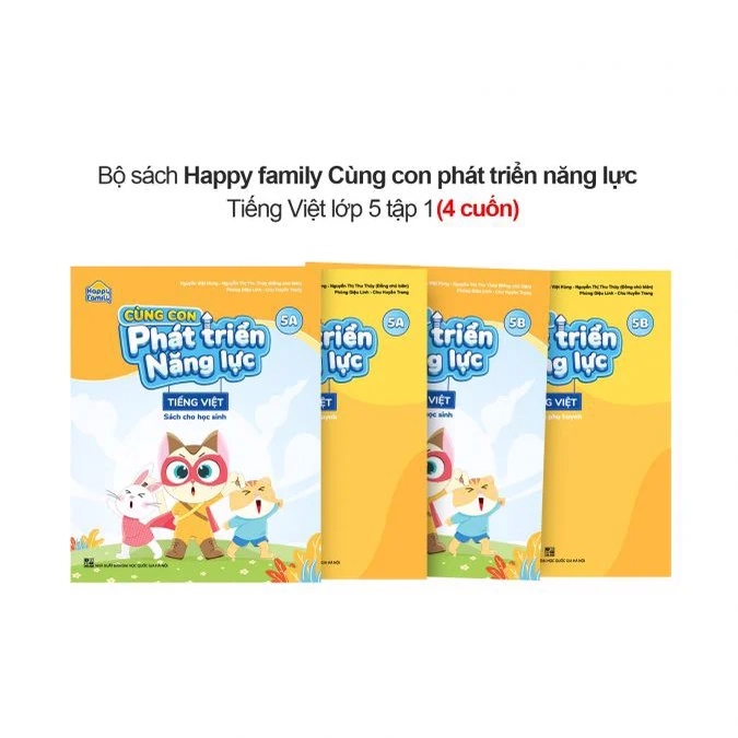 Sách - Combo 4 cuốn Happy family Cùng con phát triển năng lực Tiếng Việt lớp 5 tập 1
