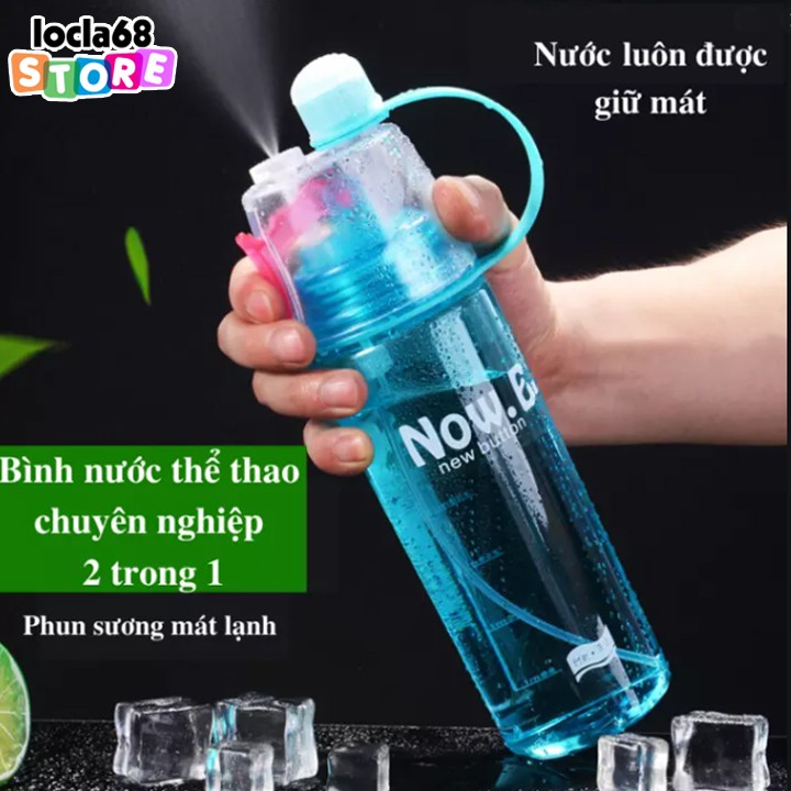 Bình nước thể thao 600ml ✅FREESHIP✅ Có vòi xịt phun nước, bình nước thể thao phun sương 2 trong 1