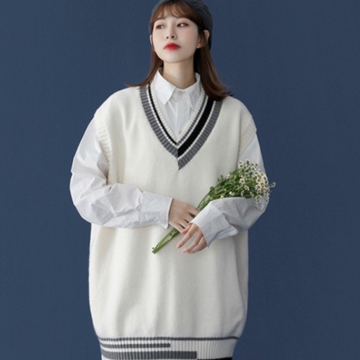 Áo sweater nam áo len không tay thiết kế đơn giản thời trang cho nam áo len kẻ áo thu đông nam áo sweater không tay đồ đông nam