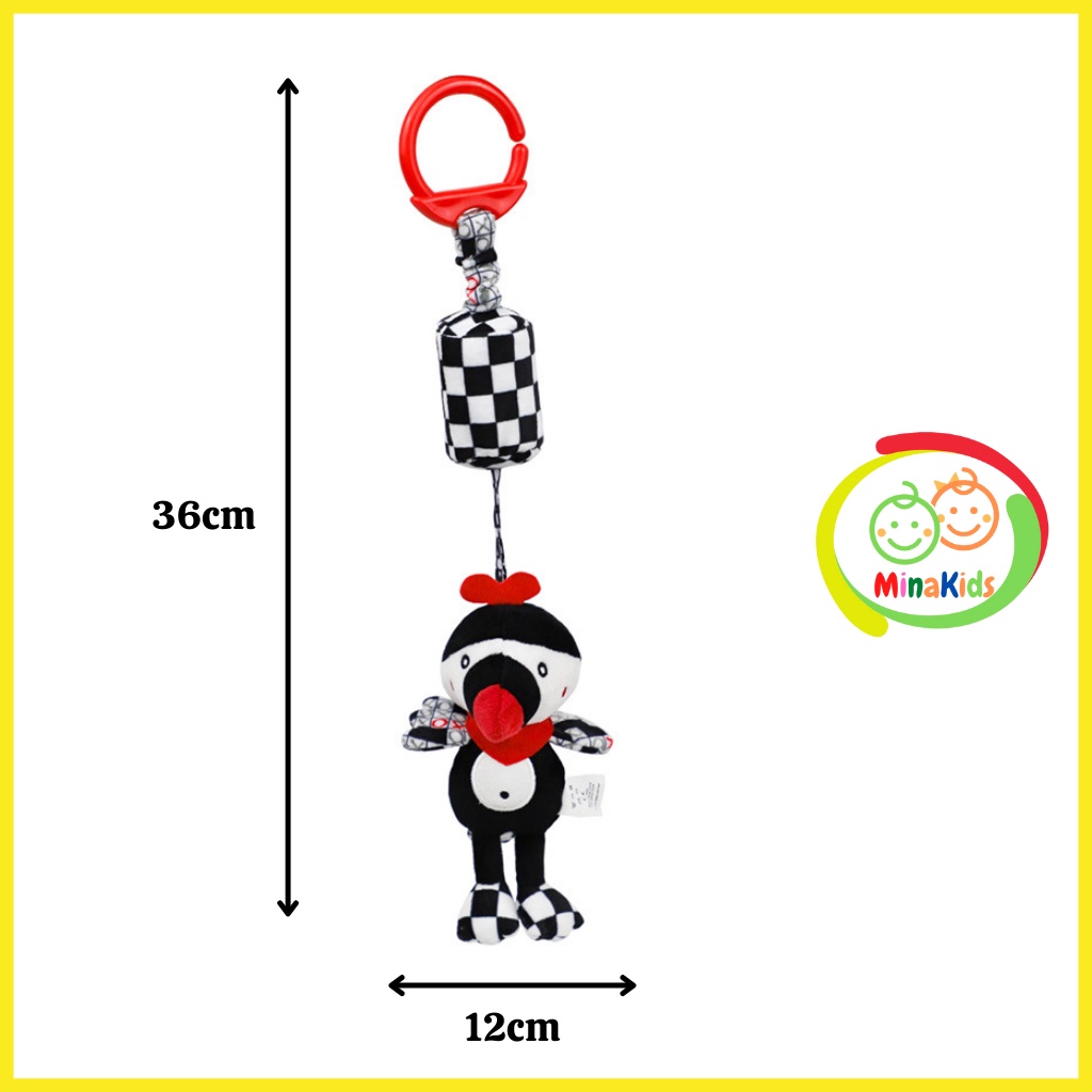 Thú Bông Treo Xe Đẩy Đồ Chơi Treo Nôi Cho Bé Kích Thích Thị Giác Đen Trắng Treo Kệ Chữ A TN43