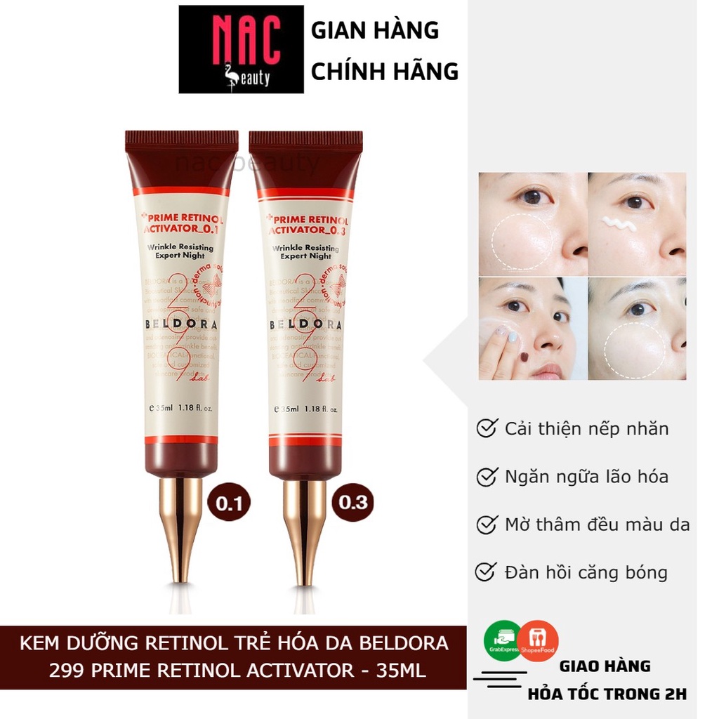 Kem Dưỡng Retinol Trẻ Hóa Da, Ngăn Ngừa Nếp Nhăn Beldora 299 Prime Retinol Activator 35ml