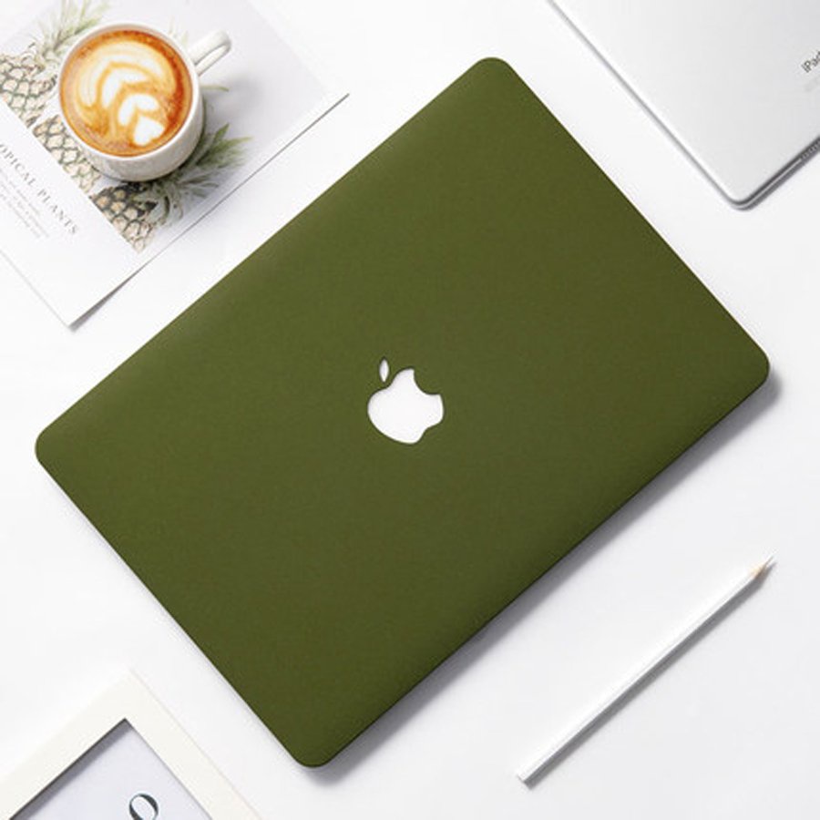 Case ,Ốp Macbook Màu Xanh Rêu (Nhám) (Tặng Kèm Nút Chống Bụi + Bộ kẹp chống gãy sạc)