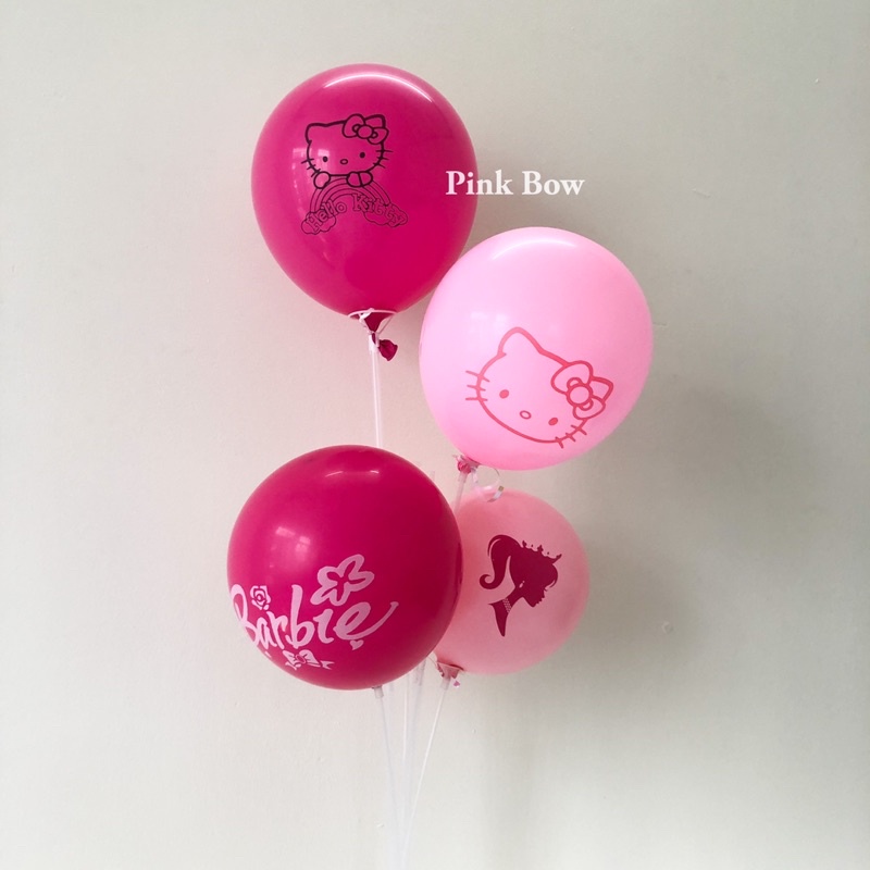 Bong bóng Tròn trang trí in hình Hello Kitty/ Barbie/ Spiderman/ Xe/ Phi hành gia/ Khủng long các nhân vật hoạt hình