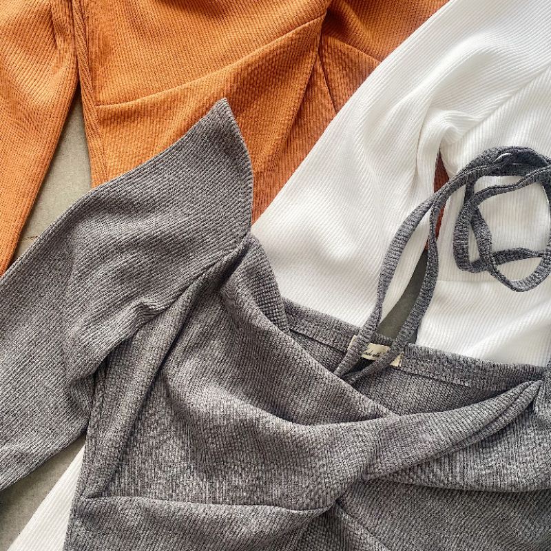 Áo tay dài xoắn ngực ba màu