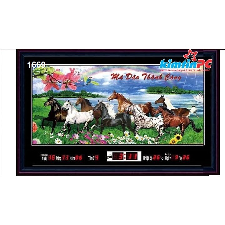 Lịch vạn niên – Tranh đèn – Đồng hồ - Khổ 48x68cm - mã 1669