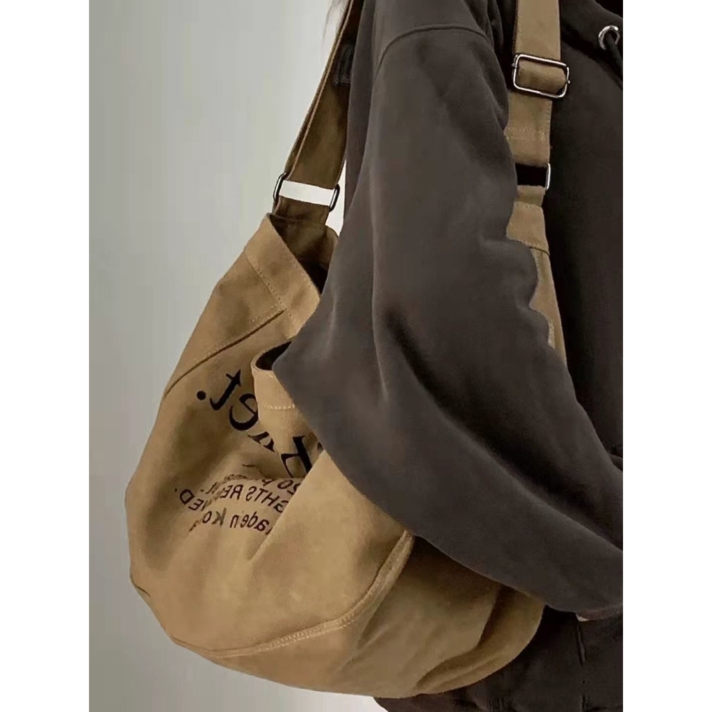 Túi Vải canvas Sức Chứa Lớn In Chữ Phong Cách Cổ Điển Cho Nữ