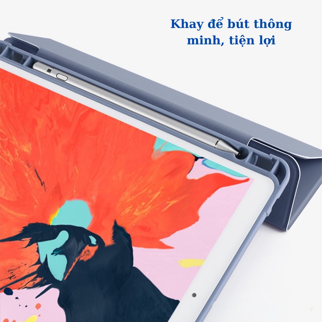 Bao da iPad Silicon có ngăn đựng bút ốp ipad Air 4 /Pro 11/Air 3/gen5/6/7/8/9...MART CASE