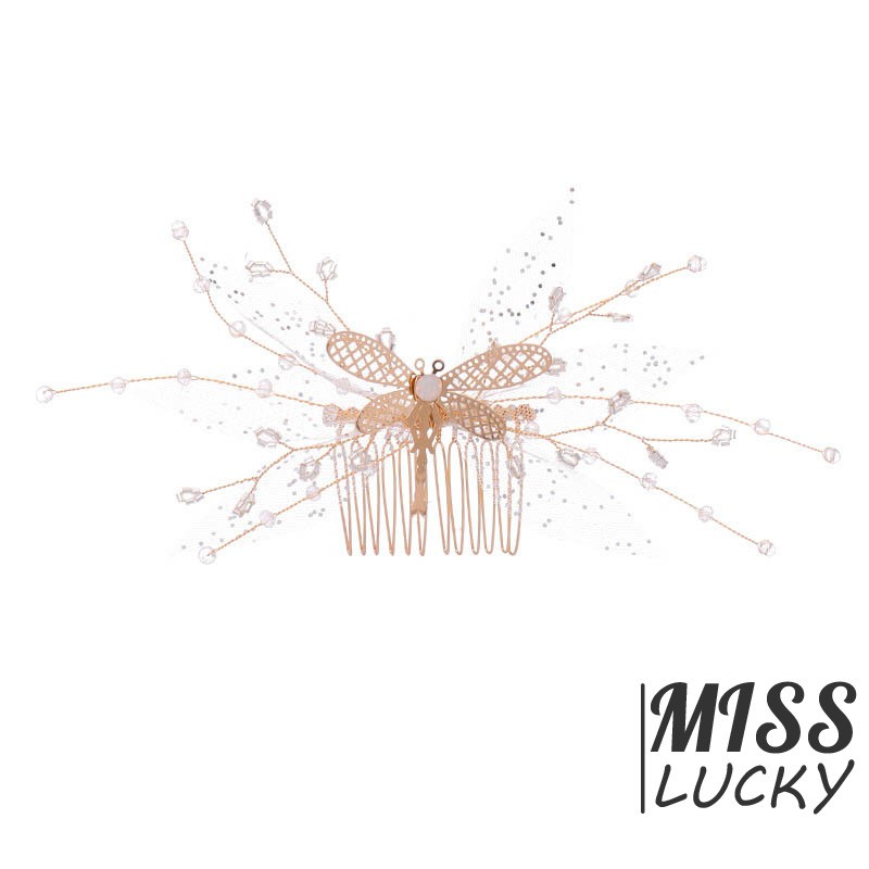 Lược Cài Tóc Hình Bướm Đính Đá Lấp Lánh Cho Cô Dâu