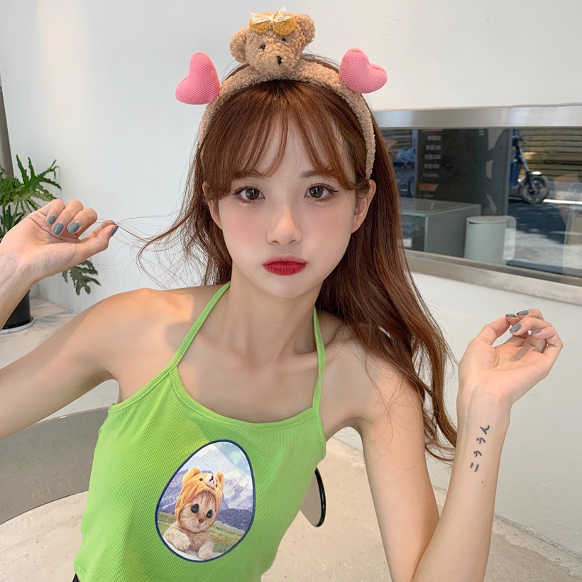 Băng Đô Cài Tóc Trang Điểm Hình Gấu Hoạt Hình Siêu Dễ Thương Cho Nữ