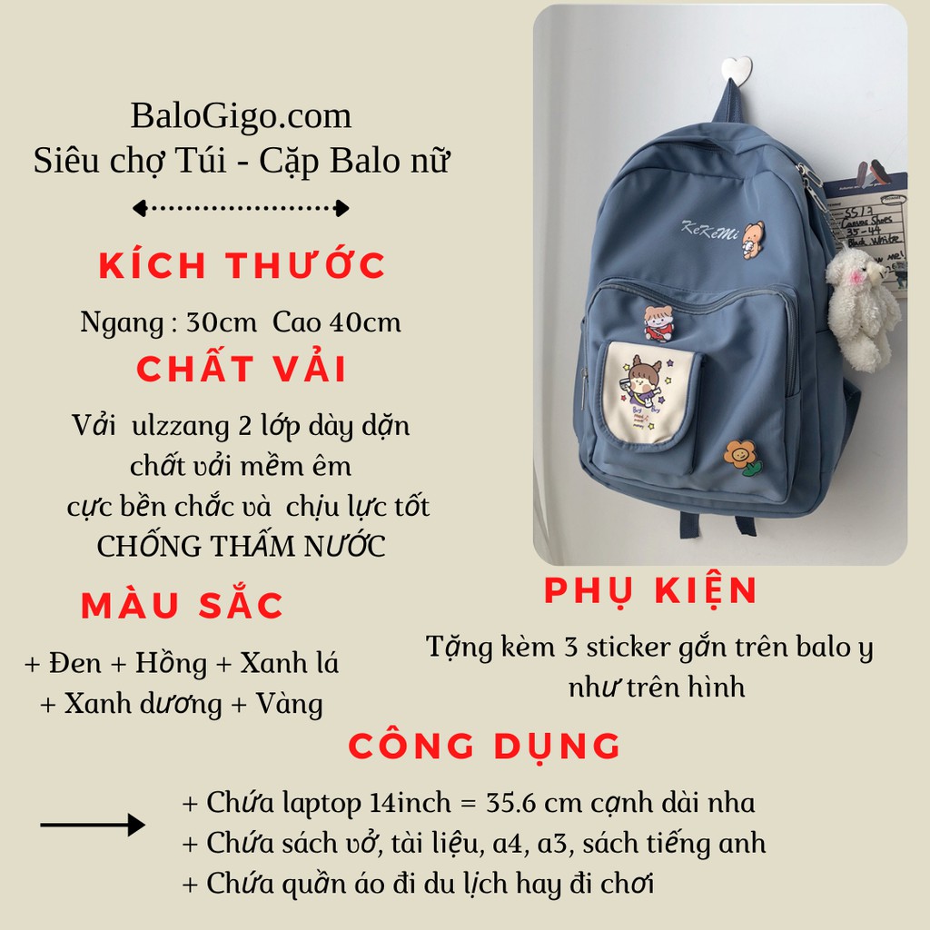 Ba lô nữ Hàn Quốc cực xinh [Tặng 3 sticker] G271 - BaloGigo