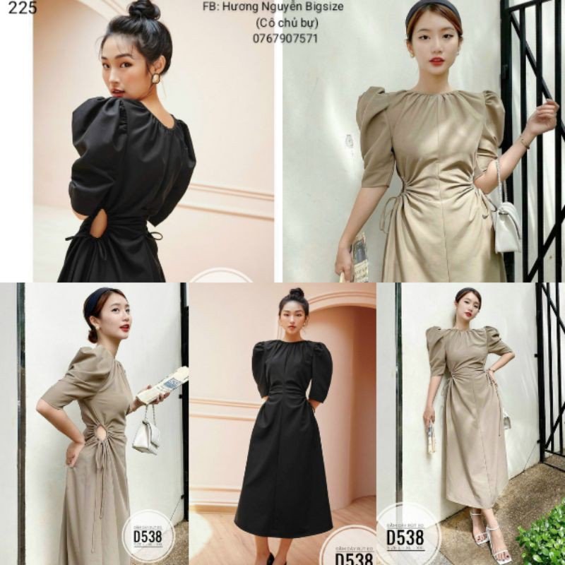 Sale 60-90kg Bigsize ĐẦM DÂY RÚT EO D538