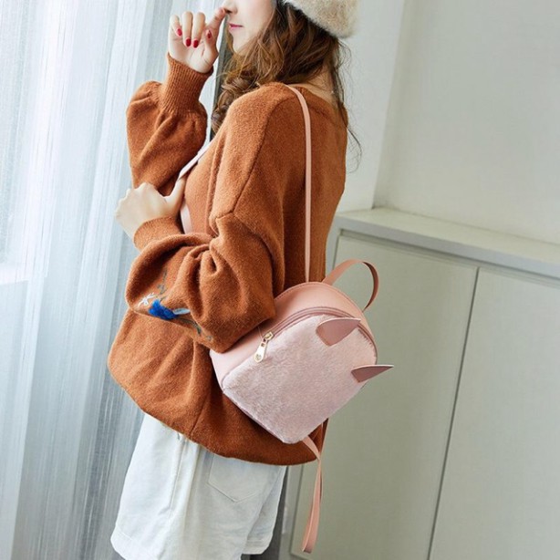 Balo Thời Trang Mini Lông Thỏ Cực Cute