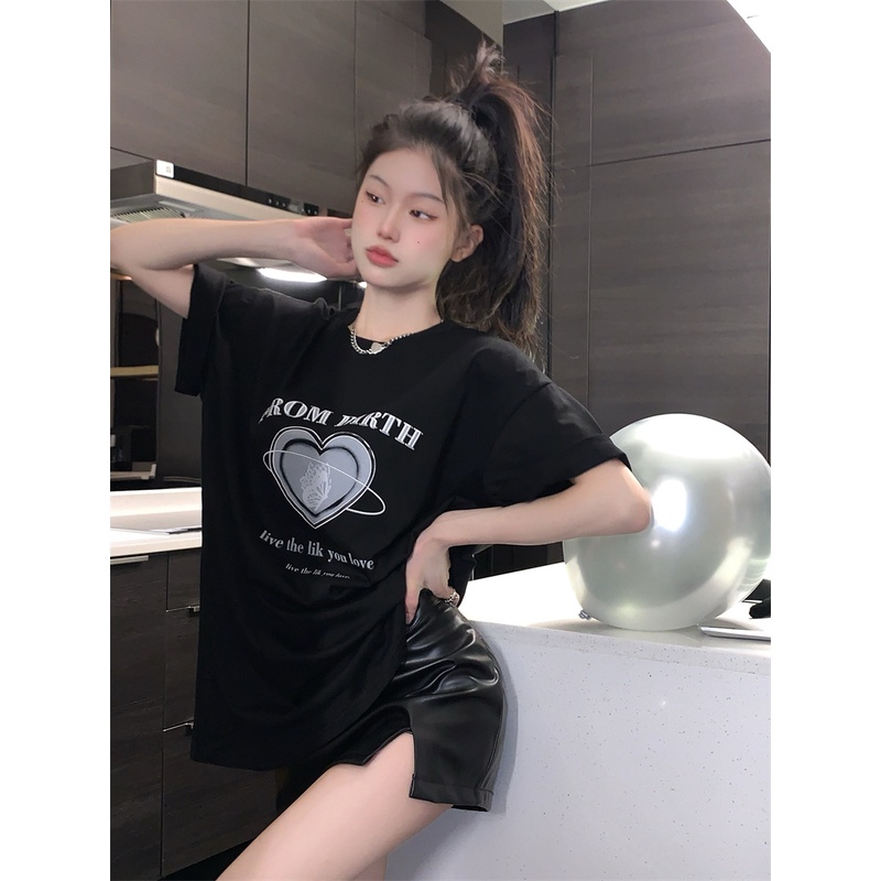 Áo Thun cotton Tay Ngắn Cổ Tròn Thời Trang Phong Cách Hàn Quốc Cho Nữ