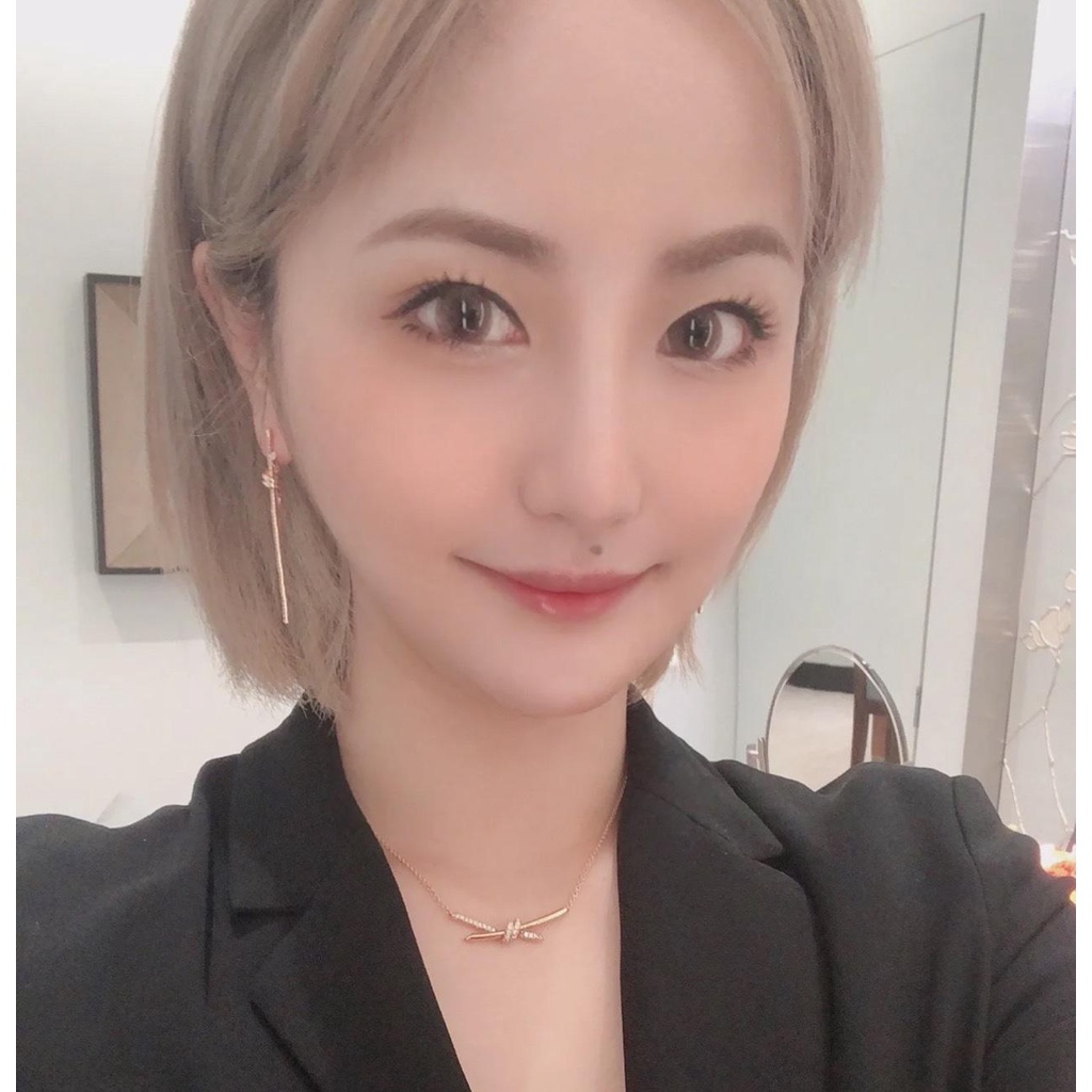 Bộ Vòng cổ Và Bông Tai Mạ Vàng Hồng 18K Đính Đá Kim Cương Nhân Tạo