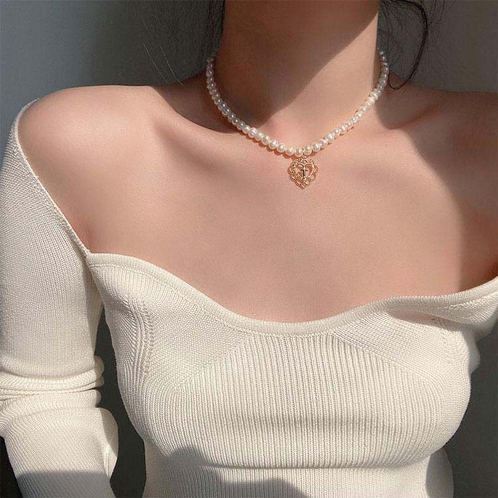 vòng cổ Hợp Kim Mặt Hình Bướm / Mặt Cười Đính Ngọc Trai Đơn Giản Thanh Lịch Cho Nữ