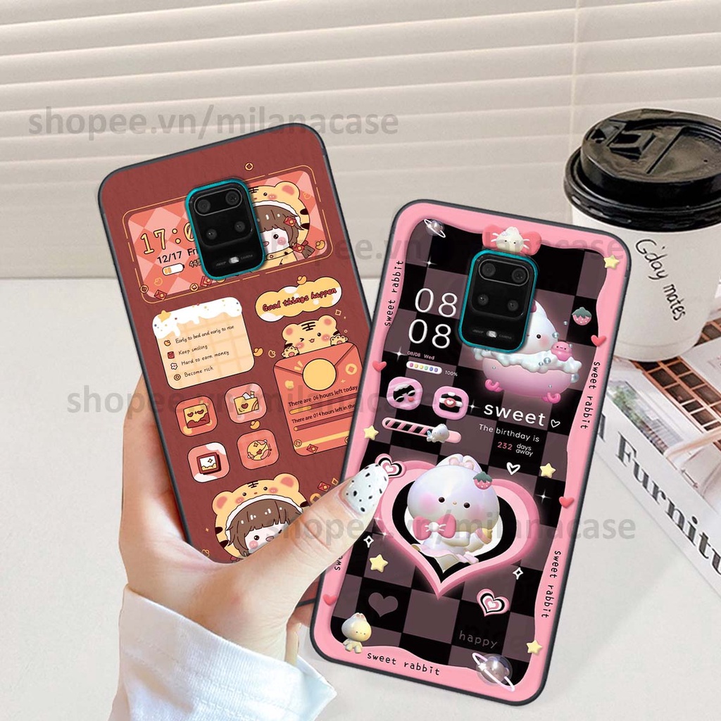 Ốp Xiaomi Redmi Note 9 / Note9s / Note 9 Pro hình đồng hồ icon gấu mèo cute cực dễ thương ngộ nghĩnh