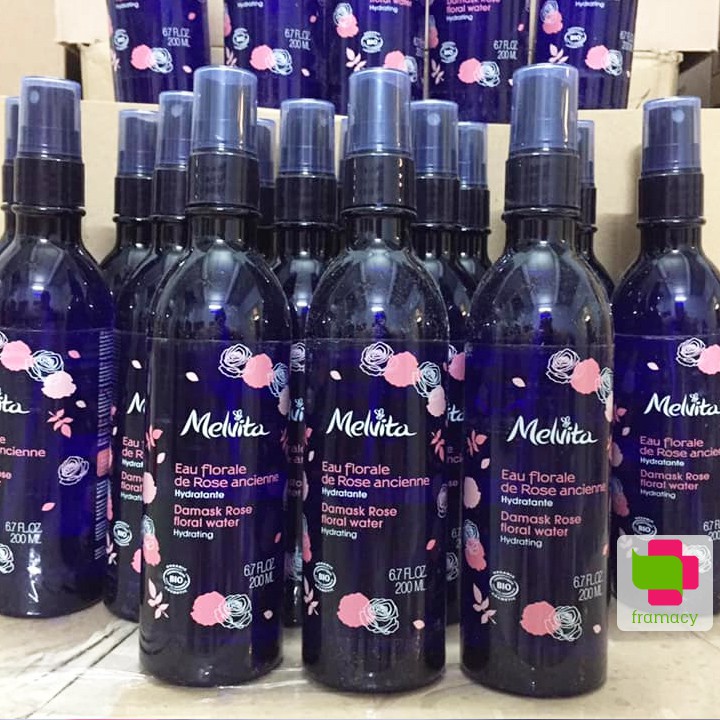 Nước hoa hồng/Toner Melvita Damask Rose Floral Water, Pháp (200ml)