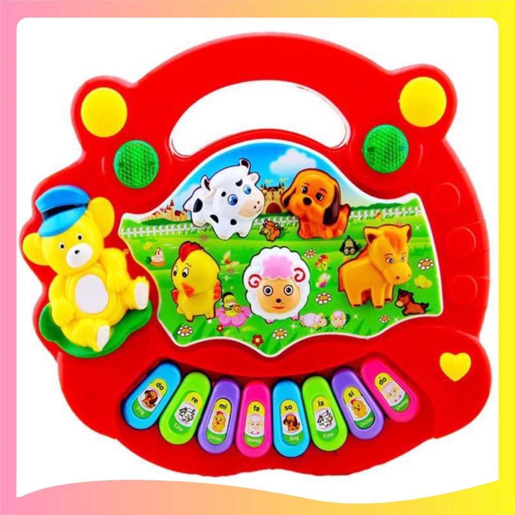 [Đồ chơi cho bé] Đồ chơi Đàn piano hình thú có đèn đáng yêu (không kèm pin)_Dâu Tây Baby Shop