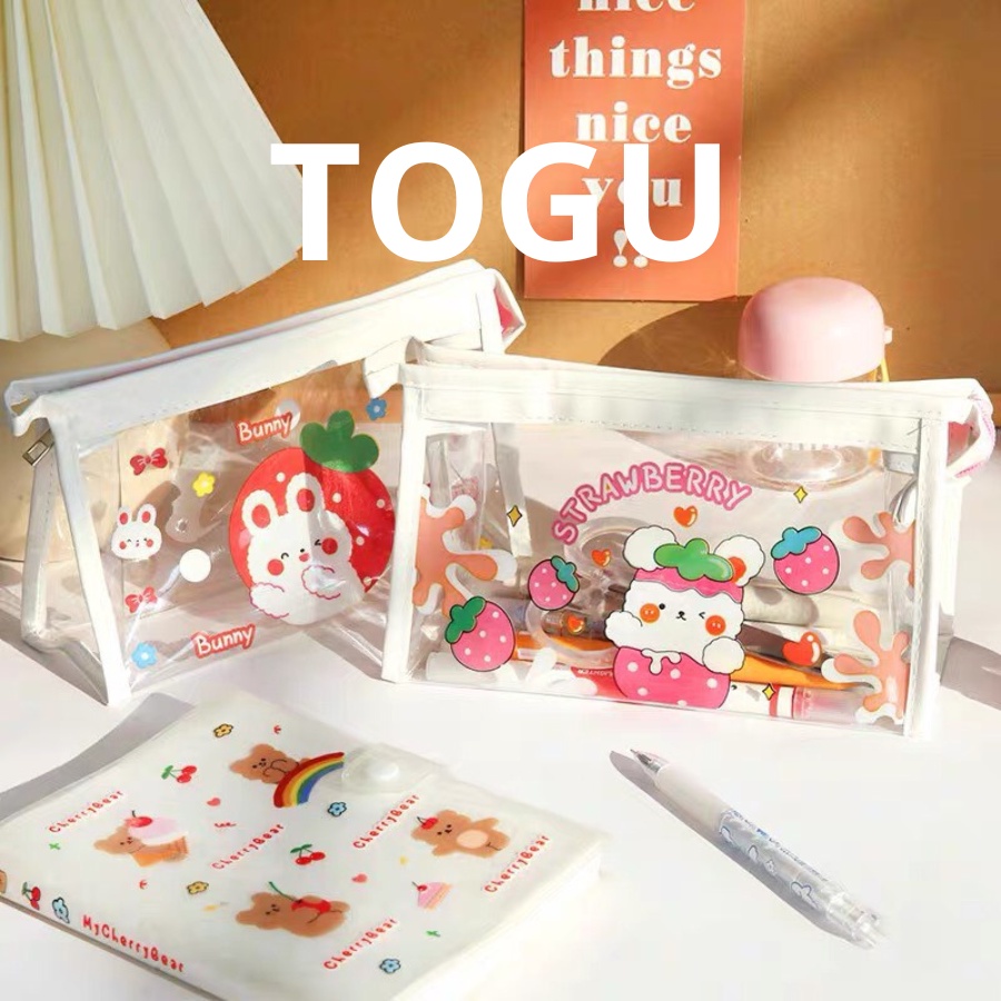 Túi đựng bút trong suốt TOGU hộp bút dễ thương túi đựng đồ dùng cá nhân hình hoạt dễ thương túi đựng đồ du lịch