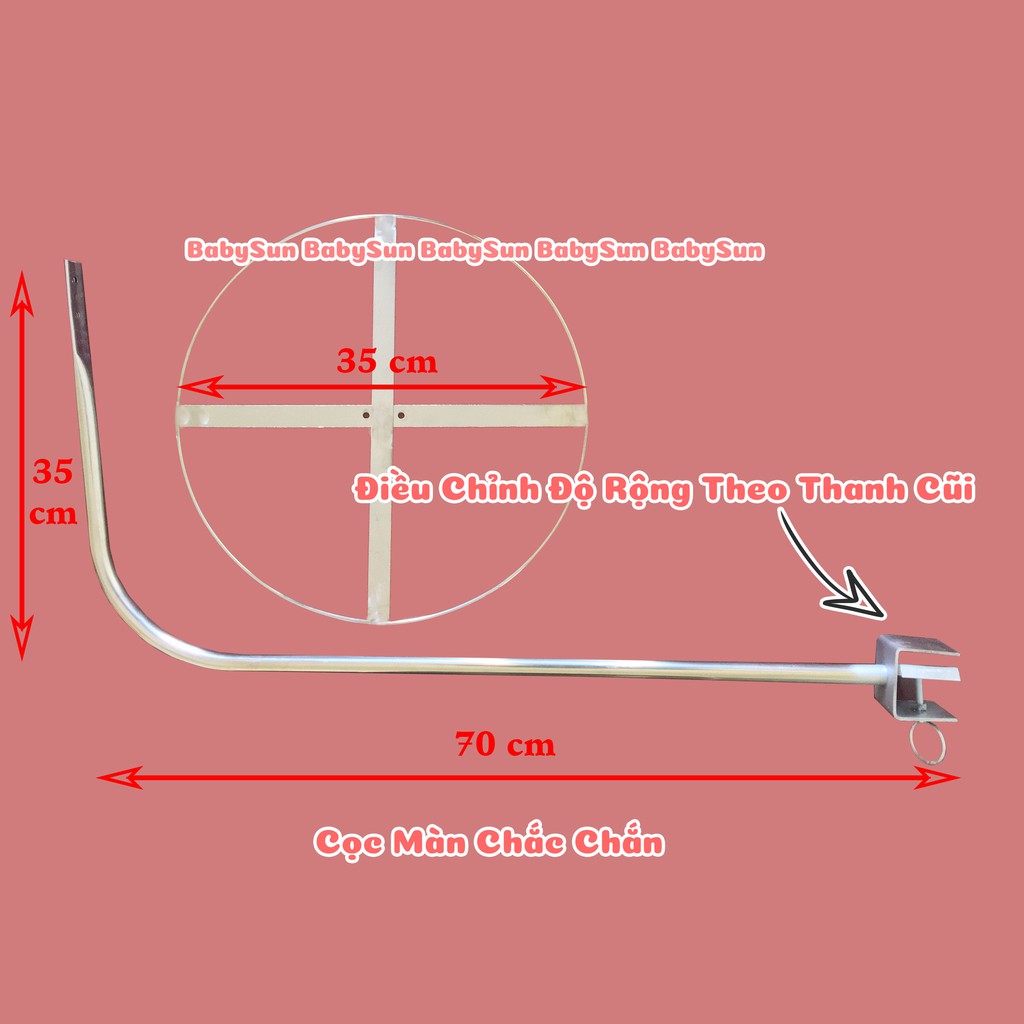 Màn Cũi Và Khung Treo Mùng Nôi Cũi Cho Bé BABYSUN Chất Liệu Màn Tuyn Dày Dặn Chống Muỗi Khung Inox Chắc Chắn