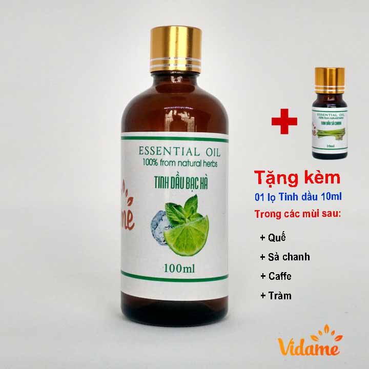 Tinh Dầu Bạc Hà 100ML VIDAME - Hàng Công Ty Nhập Khẩu Ấn Có Kiểm Định Chất Lượng, Xông phòng, thơm mát