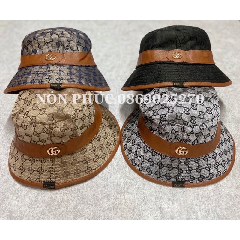 MŨ BUCKET DỆT CUCCI VIỀN DA THỜI TRANG
