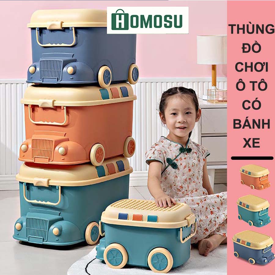 Thùng Đựng Đồ Đa Năng Có Bánh Xe, Đựng Đồ Chơi Hình Ô Tô Có Thể Chơi L.eGo Q013