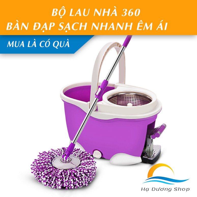 Bộ lau nhà 360 độ Thái Lan tự vắt Spin Mop Plus bàn đạp chân giặt vắt nhanh chóng hàng cao cấp HADU