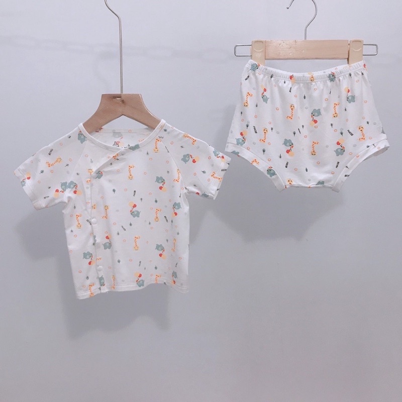 Bộ ngắn tay sơ sinh thun lạnh Exiu