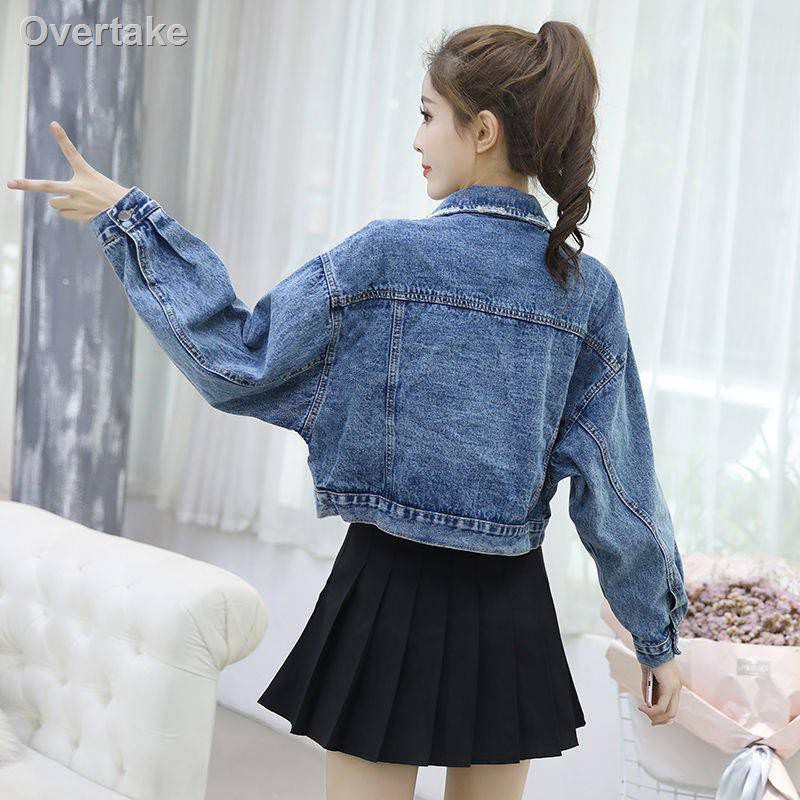 Áo Khoác Jeans Nữ Dài Tay Cổ Bẻ Thời Trang Hàn 2018