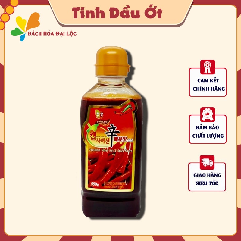 Tinh dầu ớt Capsaisin làm mỳ cay, tokpokki cấp độ Hàn Quốc ( Chai 550ml )