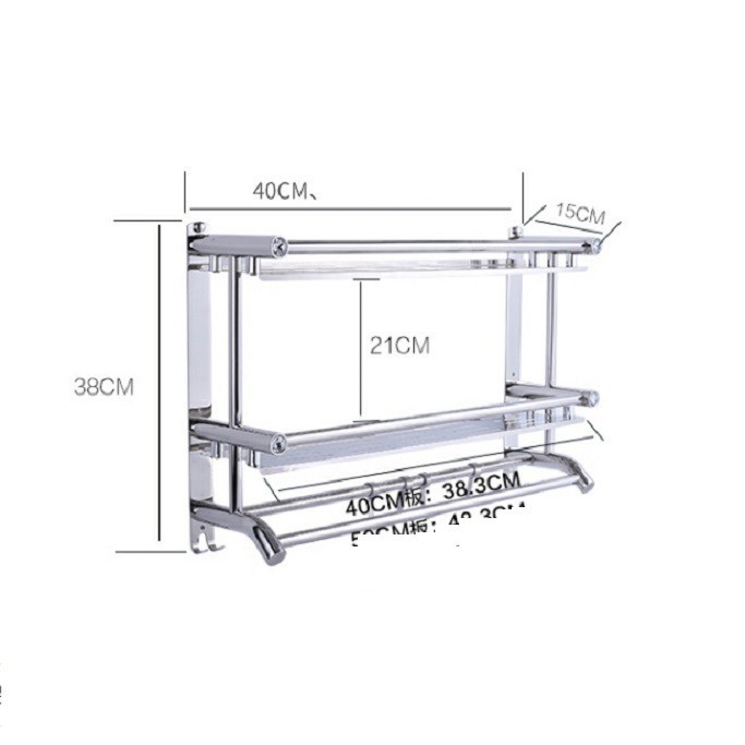 Kệ Inox Nhà Tắm Treo Khăn Dán Tường Tiện Lợi Không Cần Khoan Đục, Giá Inox 304