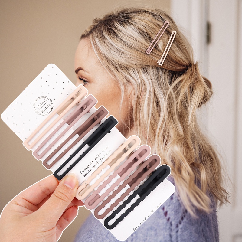 Set 4 Kẹp Tóc Mỏ Vịt Bằng Hợp Kim Màu Trà Sữa Phong Cách Hàn Quốc Cổ Điển Thời Trang Dành Cho Nữ