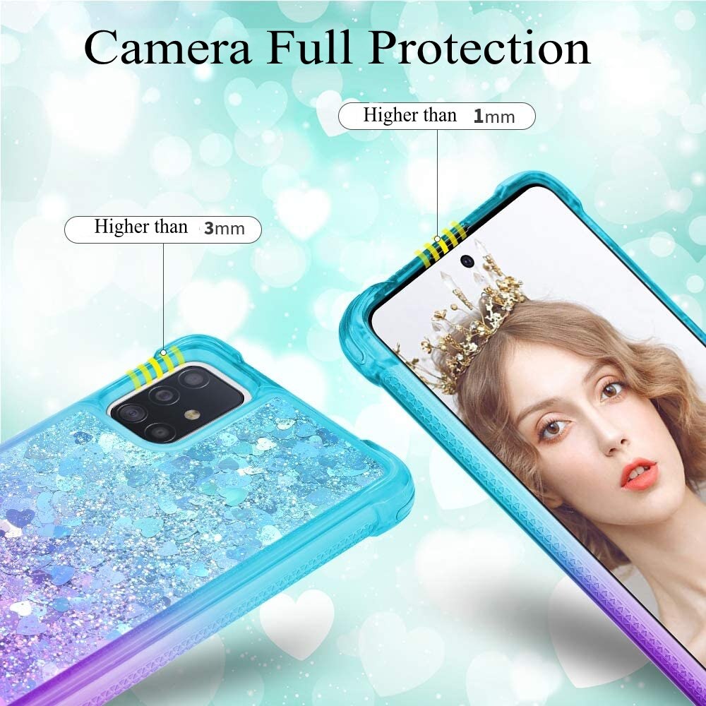 Ốp Lưng Kim Tuyến Nước Chống Sốc Hình Trái Tim Cho Samsung Galaxy A31 A32 A12 A02S A41 F42 M51 A42 A52 A72 5g