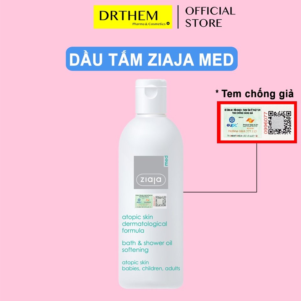 ✅[CHÍNH HÃNG] Dầu Tắm Mềm Mịn Da Ziaja Med Atopic Skin Dermatological Formula Bath &amp; Shower Oil 270ml Atopy Sữa Tắm