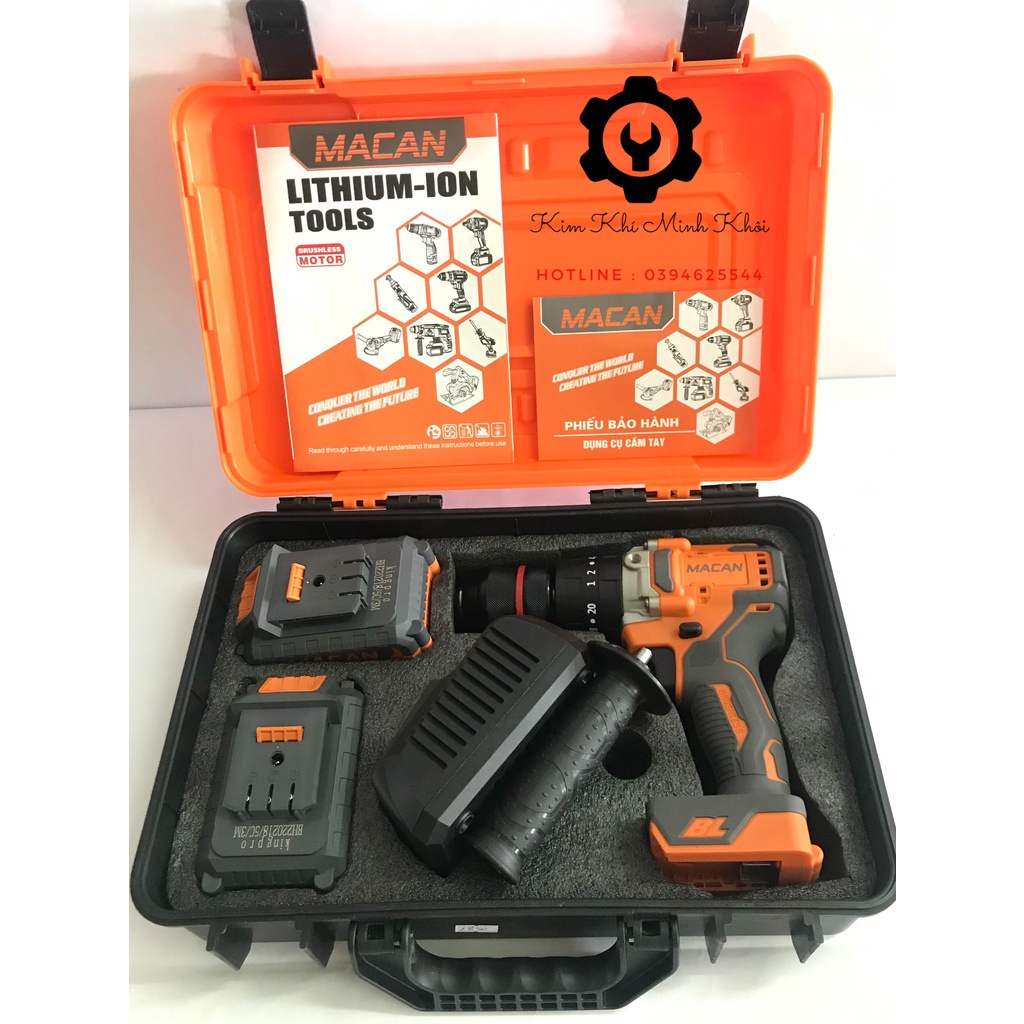 [NỘI ĐỊA] Máy khoan pin| Khoan pin Macan 3 chức năng, Máy khoan từ 13 ly, không chổi than 98VF