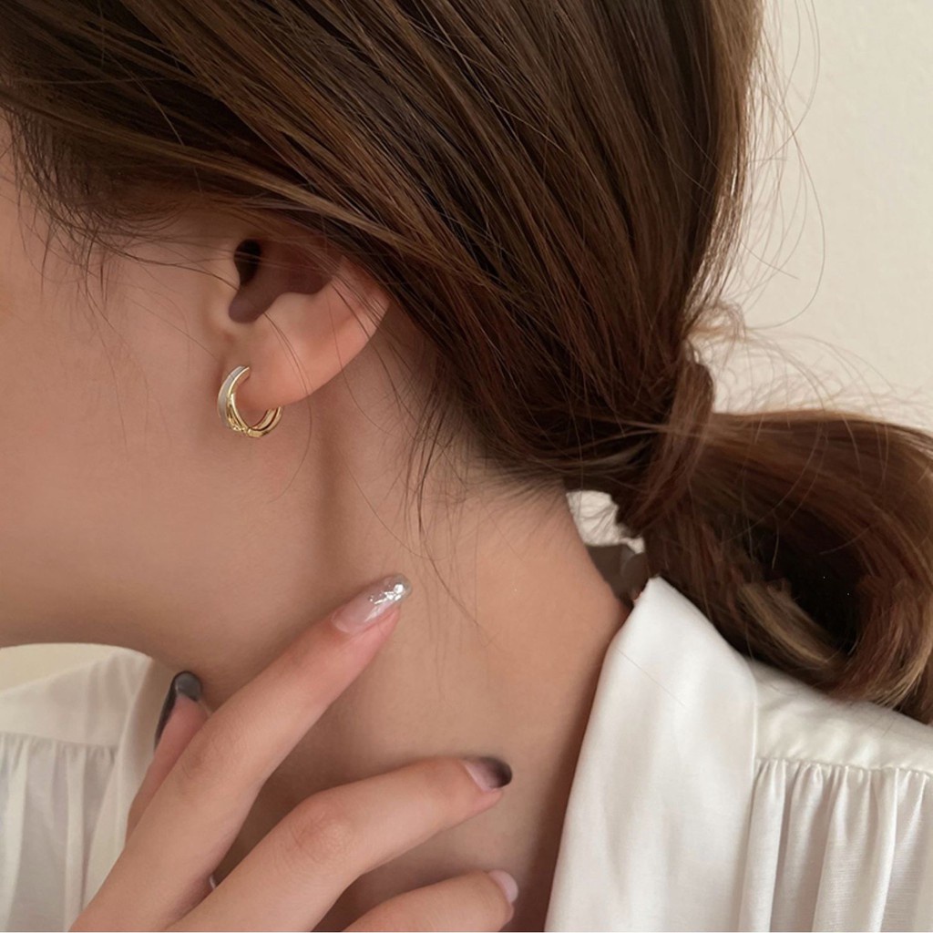 Khuyên tai mini hình vỏ sò sang trọng phong cách Hàn Quốc mạ bạc s925