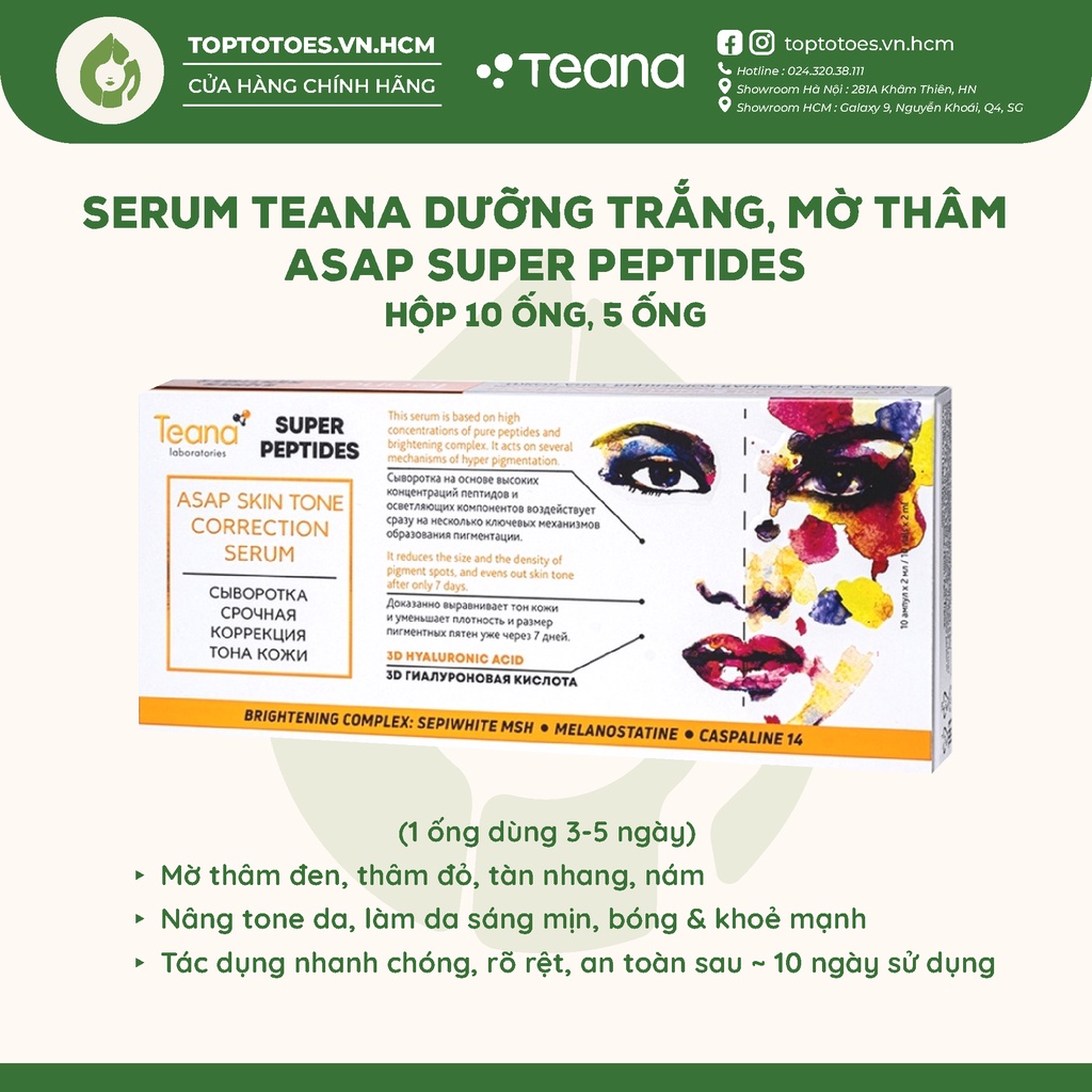 Serum Teana Super Peptides ASAP dưỡng trắng, mờ thâm, cải thiện kết cấu da