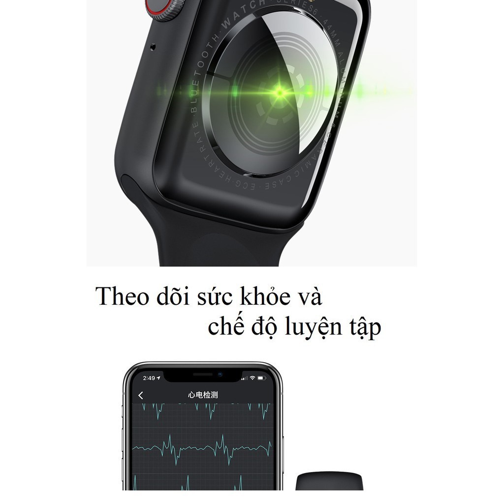 [Mã ELMS5 giảm 7% đơn 300K] Đồng Hồ Thông Minh Watch 6 Series 6 W26 bluetooth 5.0 Theo dõi sức khỏe Kháng nước IP68