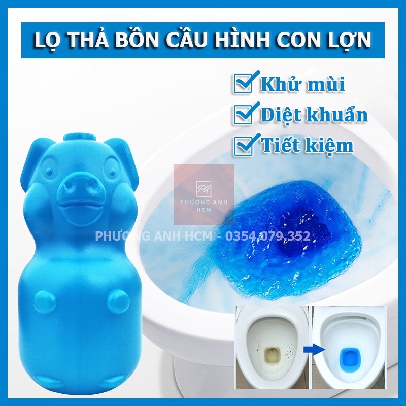Lọ thả bồn cầu hình lợn, khủ mùi diệt khuẩn gọn gàng tiện lợi