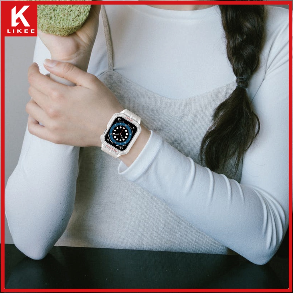 Dây Đeo + Ốp Bảo Vệ Chống Va Đập Cho Apple Watch Series 7 6 5 4 3 2 1 SE 41mm 45mm SE 6 5 4 iWatch 41mm 45mm 38mm 40mm 42mm 44mm