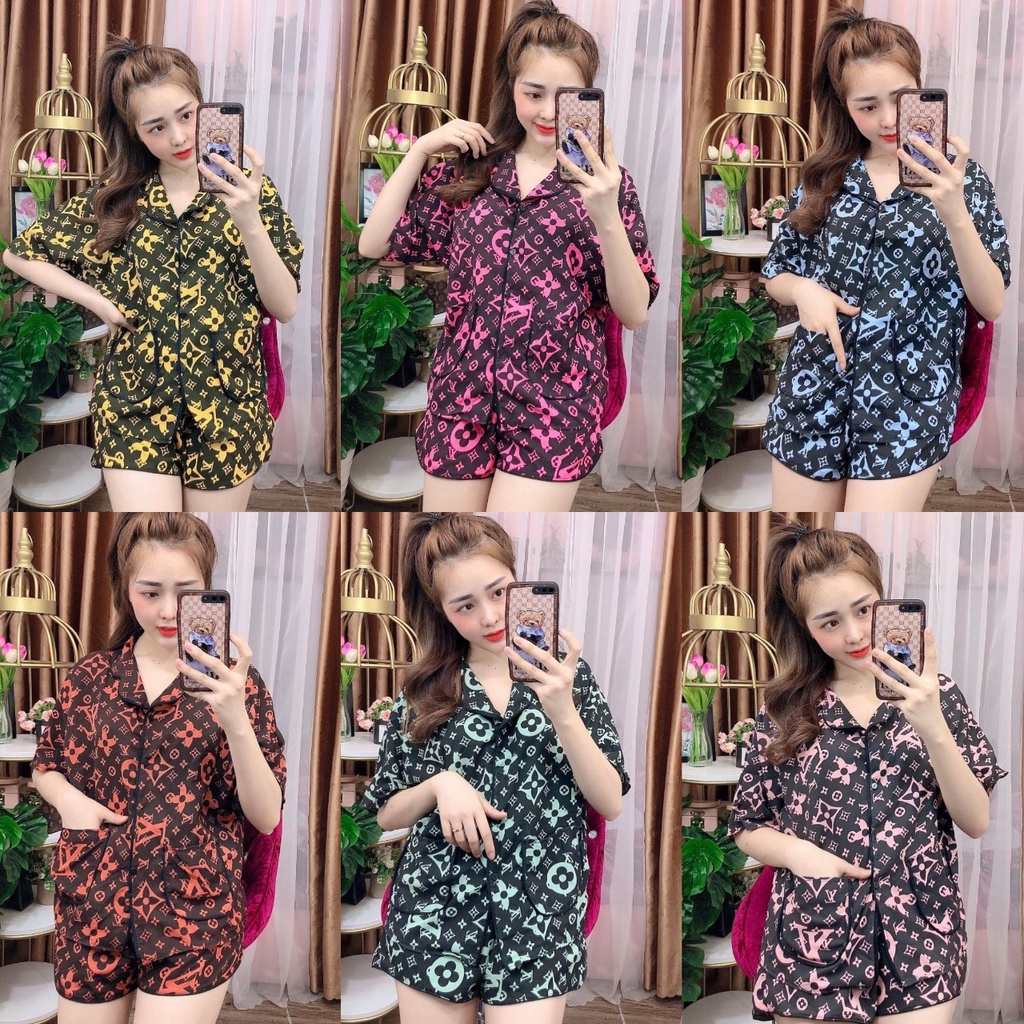 Đồ Ngủ Bijama Đùi Tay Ngắn , Đồ Ngủ cao cấp mềm mại xinh xắn vải Lụa Hàn ( from dưới 58 kí )