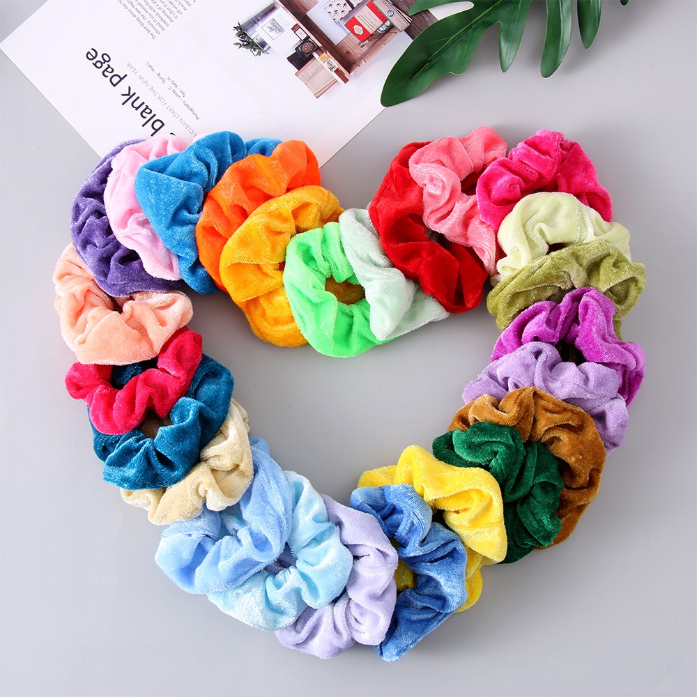 💎OKDEALS💎 6/12/18/24/38/50/Pcs Christmas Velvet Hair Scrunchies Headwear Ponytail Holder Elastic Hair Bands Hair Accessories Great Gift Rubber Ties for Women Girls Scrunchy Hair Ties Ropes