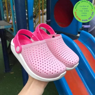 DÉP SỤC CROCS LITERIDE TRẺ EM MÀU HỒNG ĐẬM chuẩn xịn full box