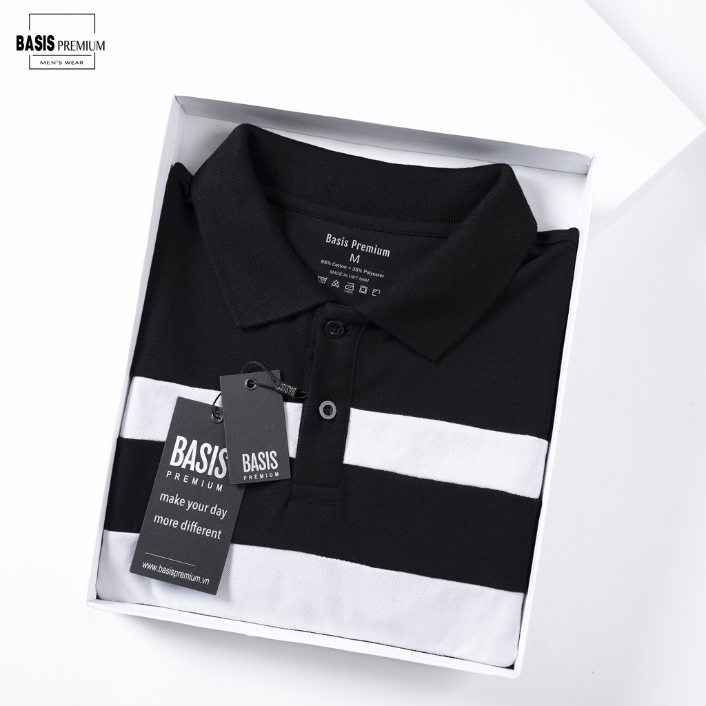 Áo polo nam có cổ thiết kế phối sọc ngực Basis APL95 | BigBuy360 - bigbuy360.vn