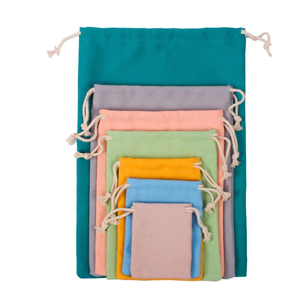 Bộ 10 Túi Dây Rút Cotton Tự Nhiên Nhỏ Gọn Đa Màu Sắc