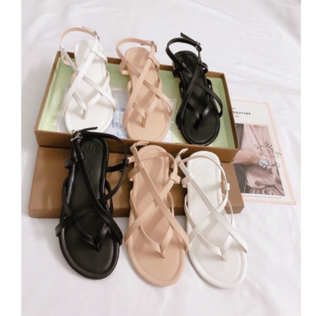 Sandal kẹp Xỏ Đan 4 Dây da mềm